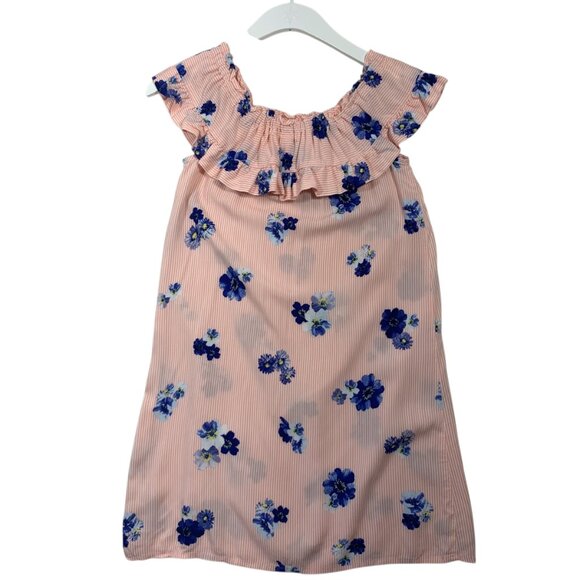 Ruffled Sleeveless Top blouse Pink floral  Size medium EYESHADOW - Picture 5 of 10